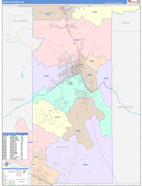 Santa Fe County, NM Zip Code Map